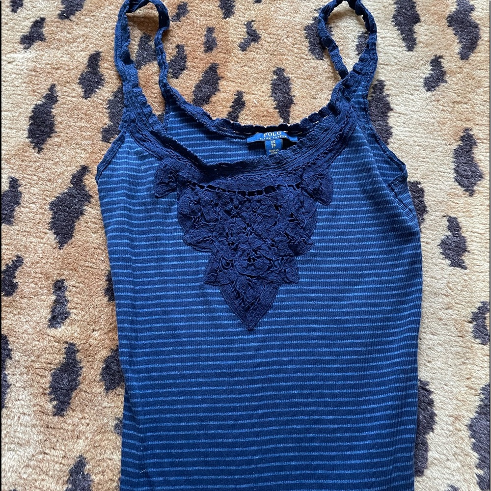 xs: blue polo top ( dark blue )